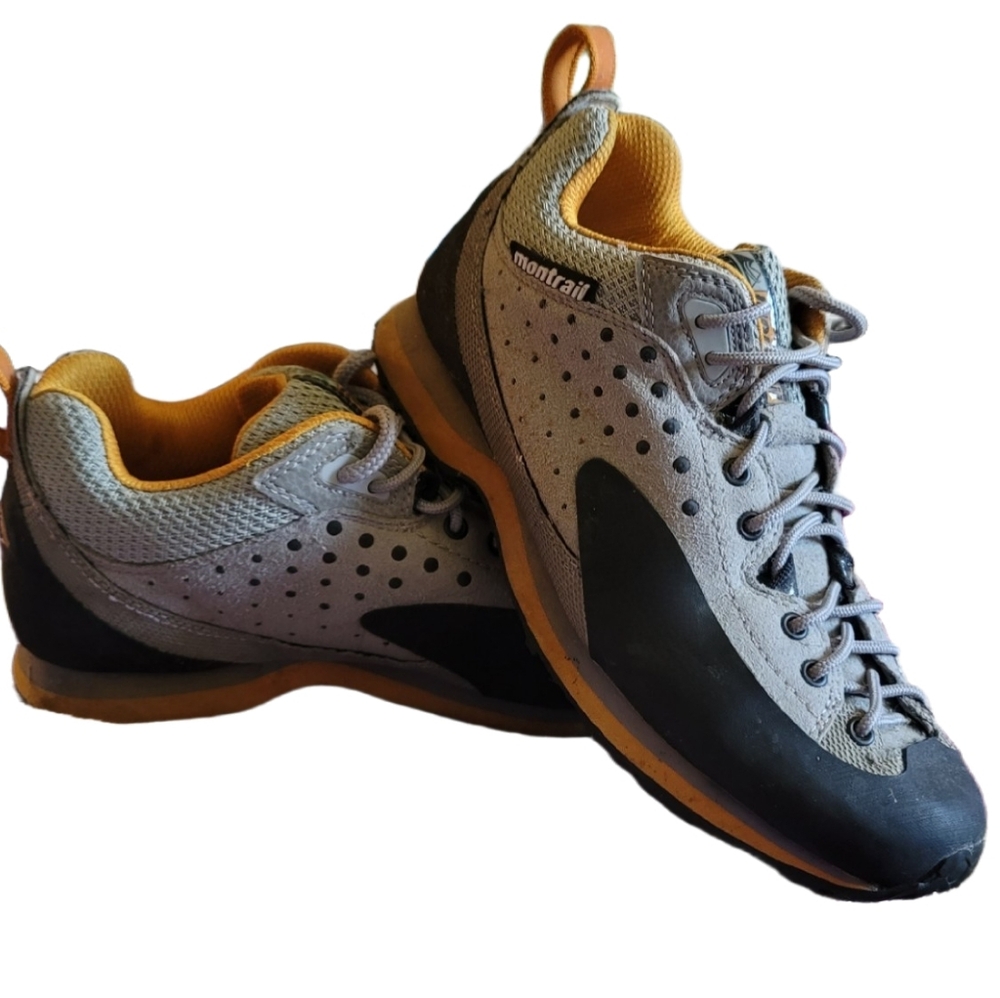Montrail D7 Womens Size 9.5 Gray Yellow Vibram Hiking Shoes